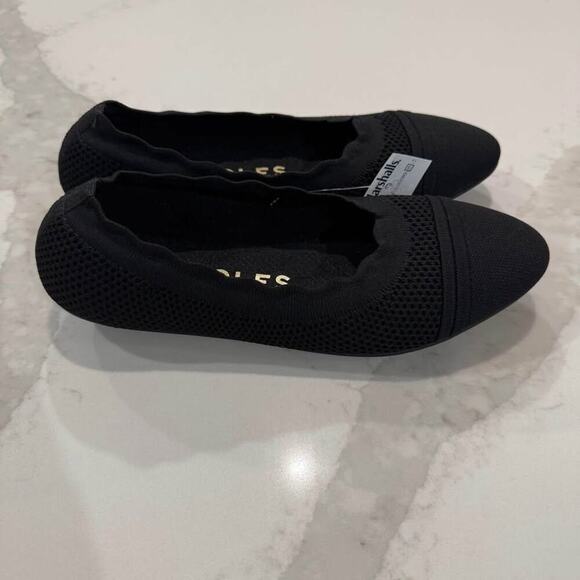 Aerosoles NWT Anita Scalloped Elastic Ballet Flats Women's 7.5M Black Minimalist - Picture 2 of 9